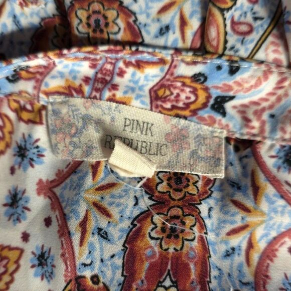 Pink Republic Paisley Print 3/4 Sleeve Blouse Size Large - Picture 6 of 6